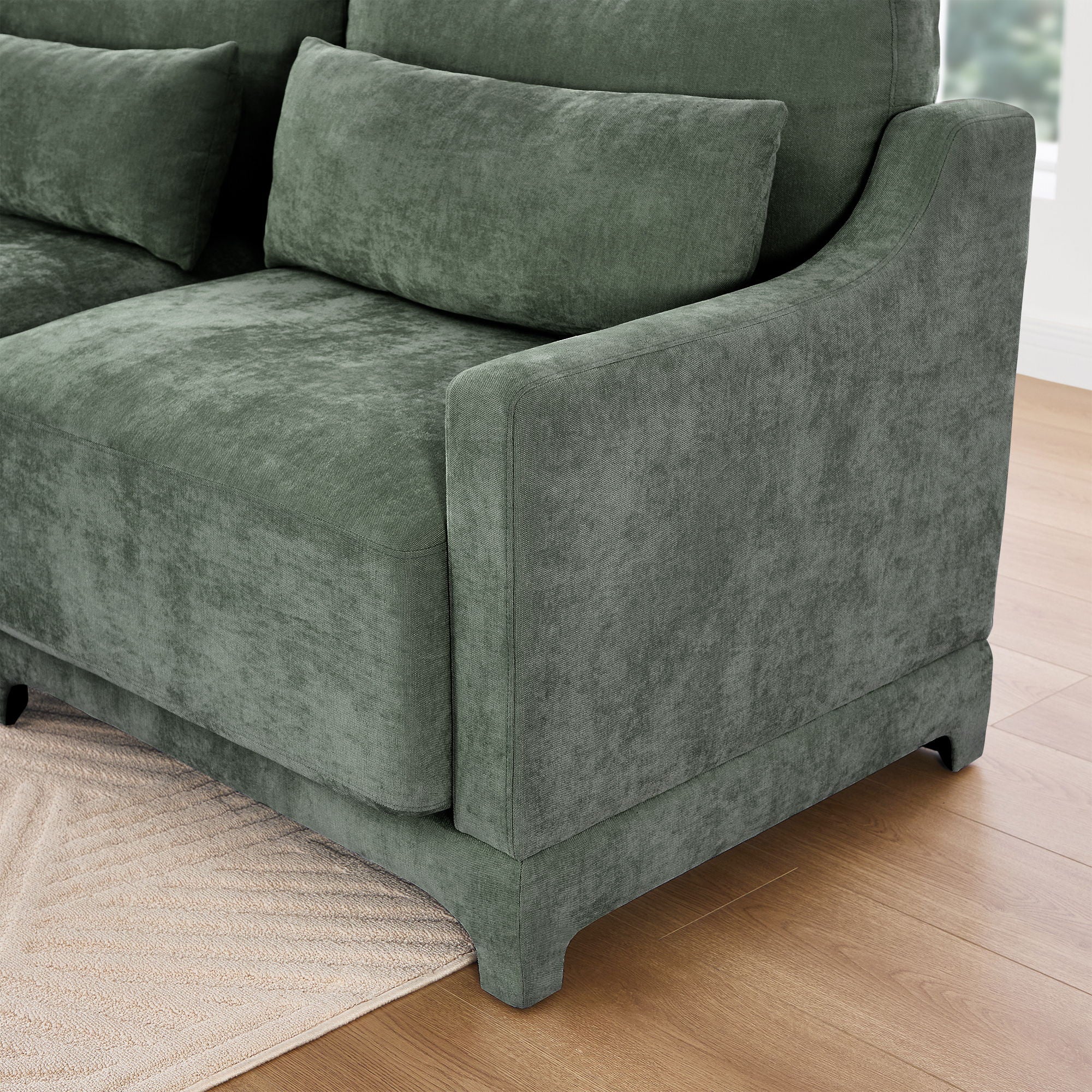 Stylish Sofa With Ottoman And Lumbar Pillows, Ergonomic Design