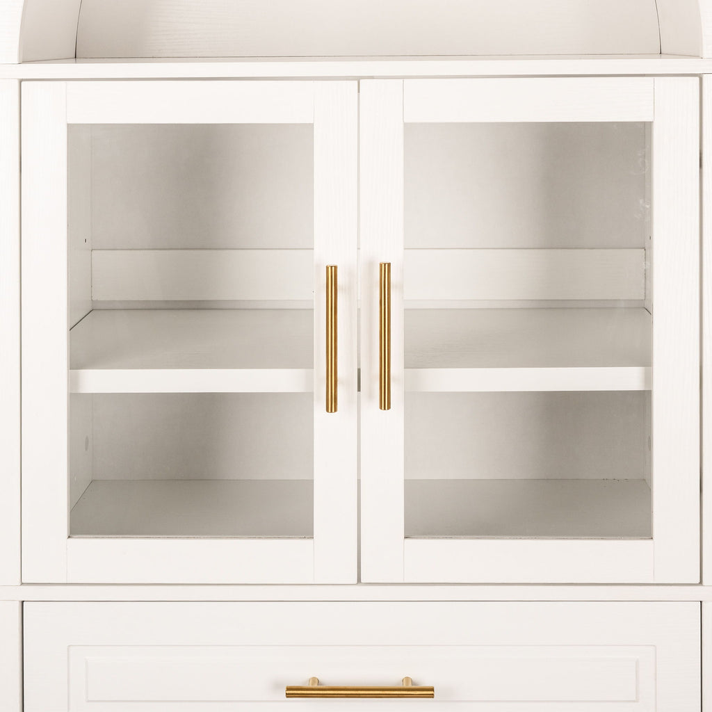Arched Kitchen Pantry Cabinet With Adjustable Shelves & Barn Door Design