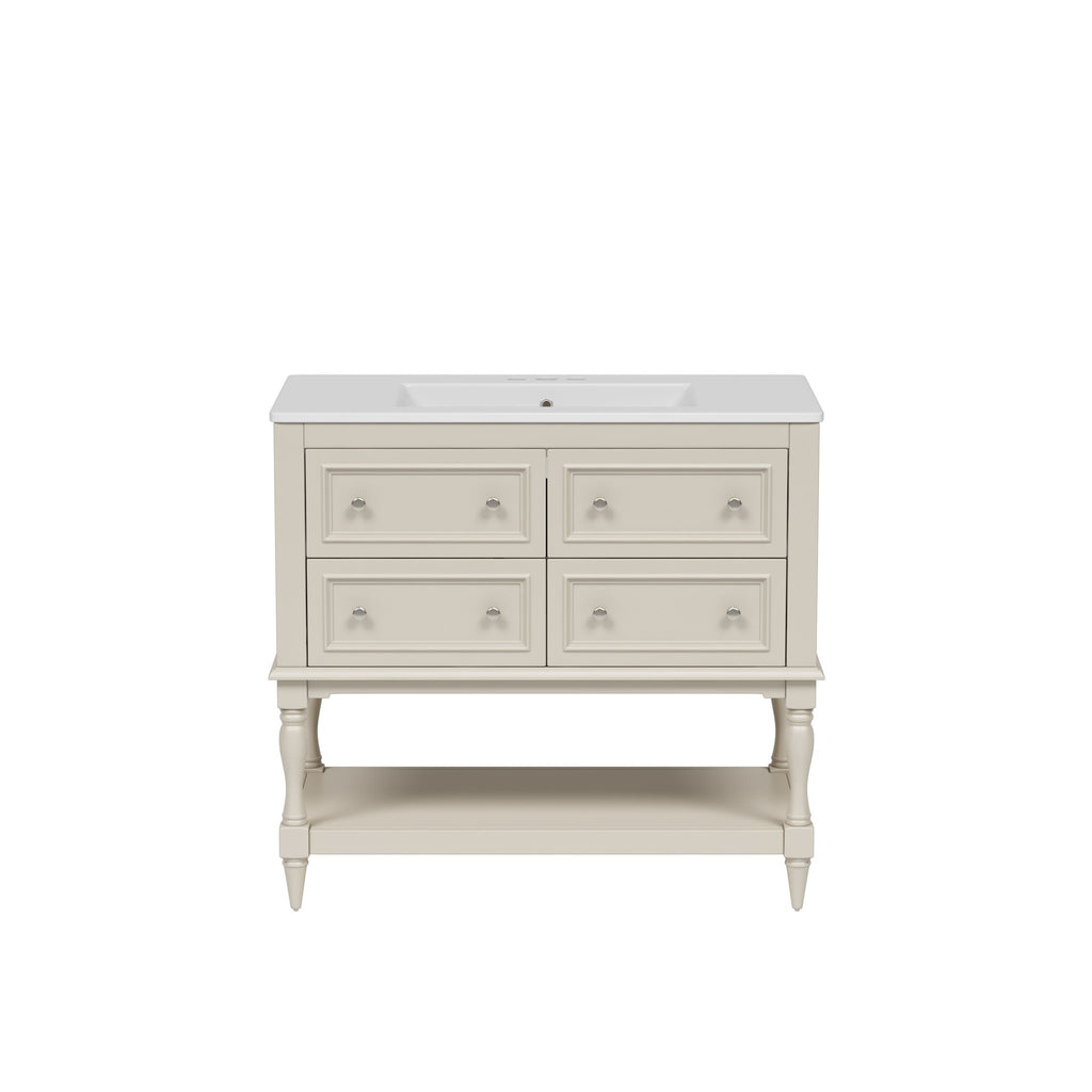 Bathroom Vanity Cabinet With Undermount Sink, 4 Drawer Set