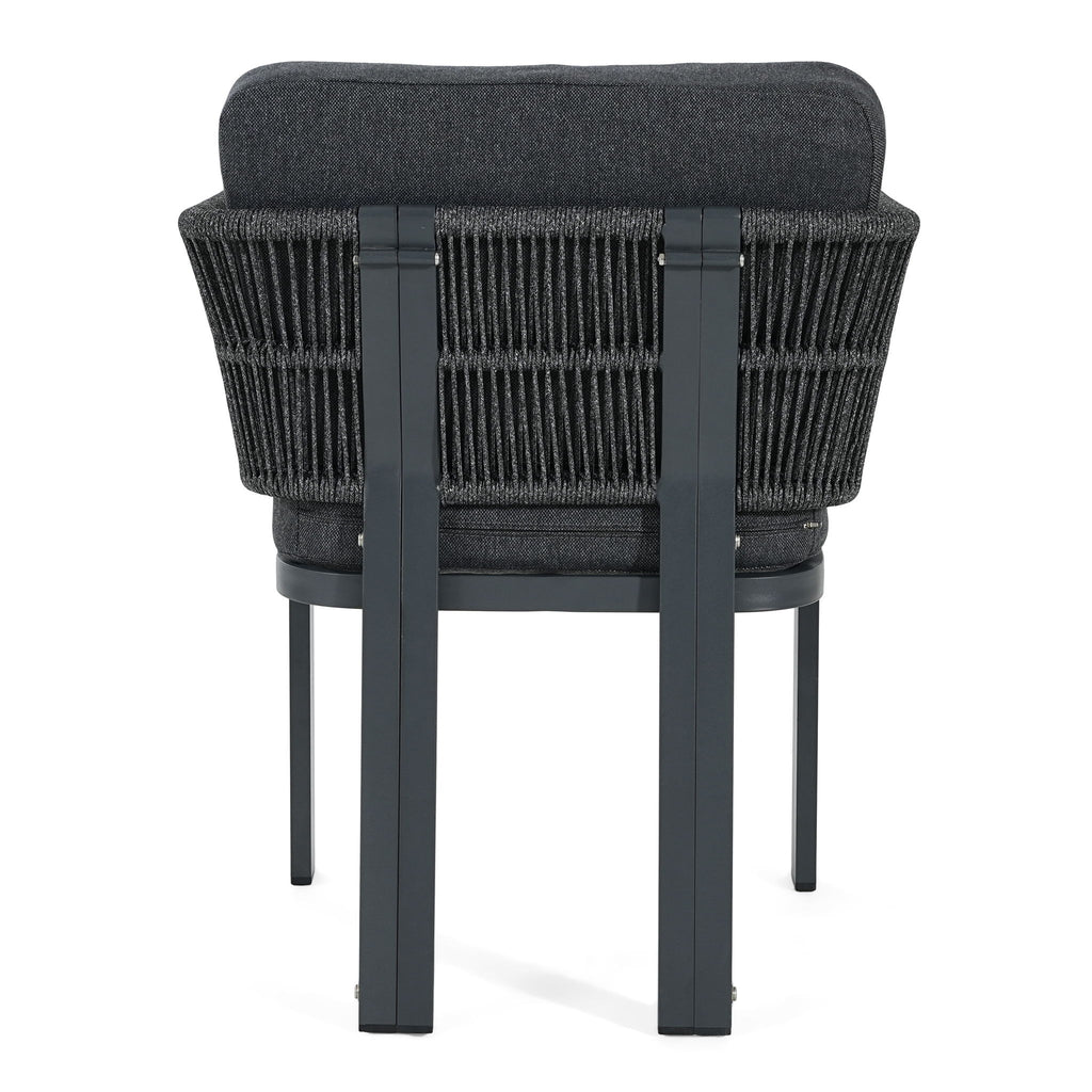 7 Piece Outdoor Dining Set With Table And 6 Chairs - Black / Teak / Gray