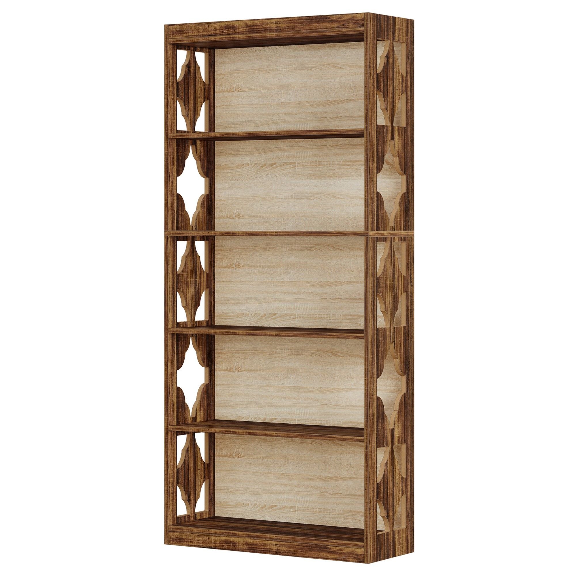 Rhombus Open Bookcase, 6 Tier Storage Shelves For Apartment - Brown