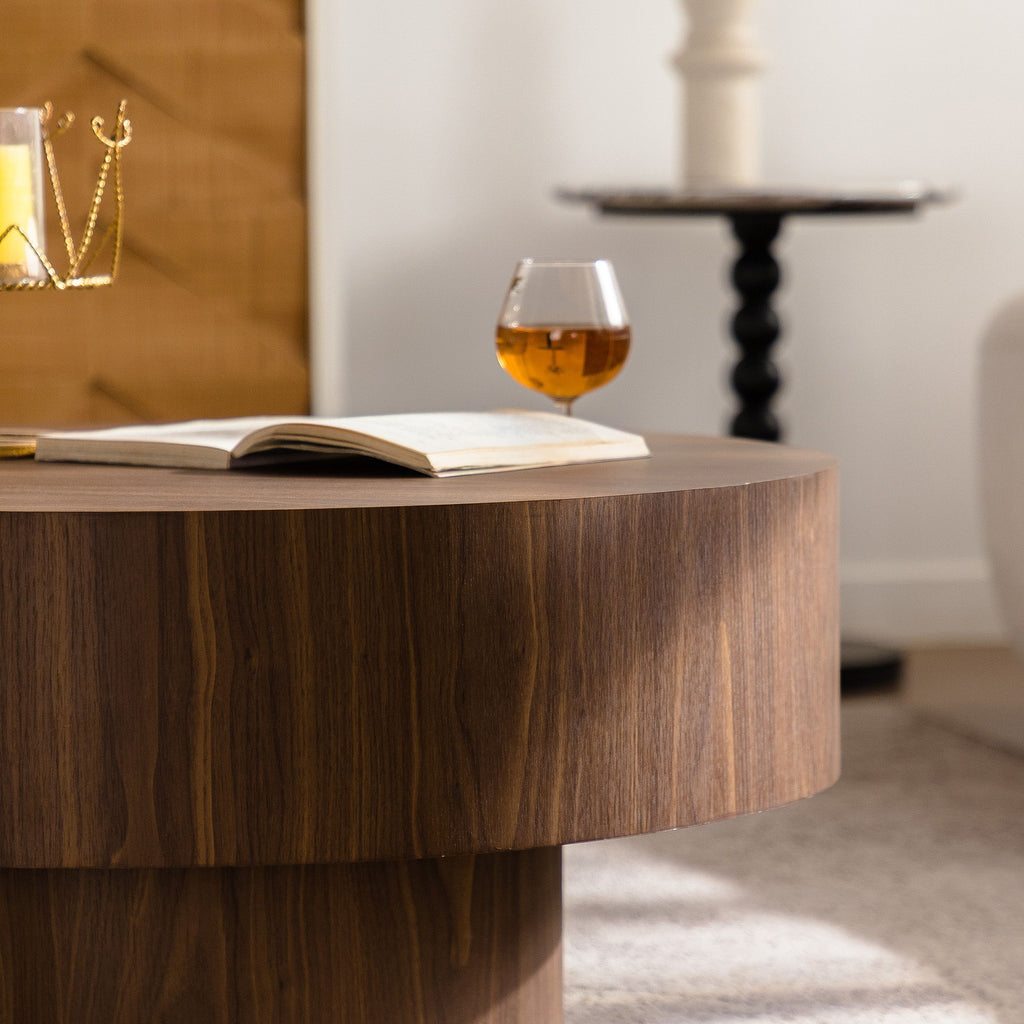 Round Coffee Table For Living Room - Walnut