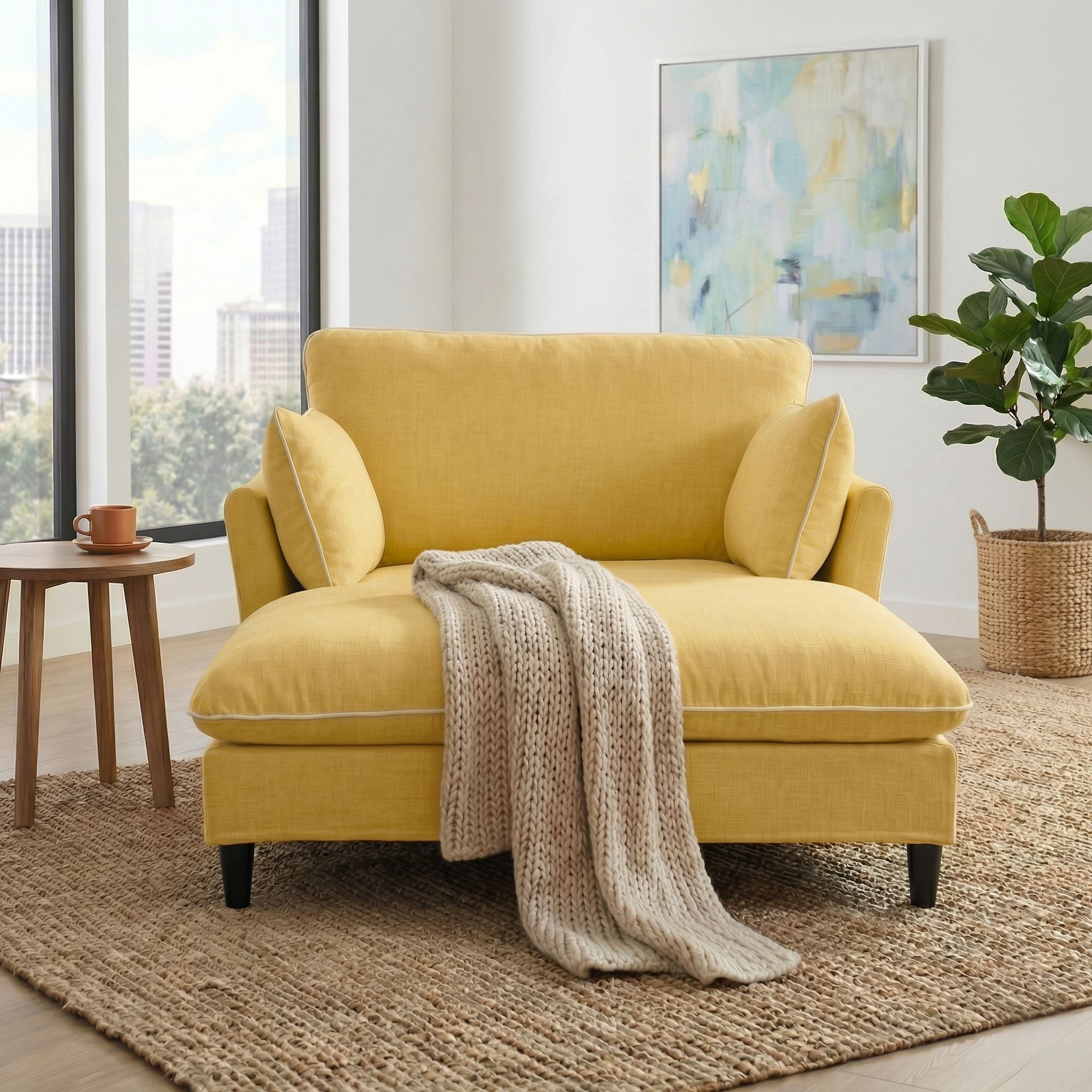 Modern Chaise Lounge Couch Sofa Bed With Pillows