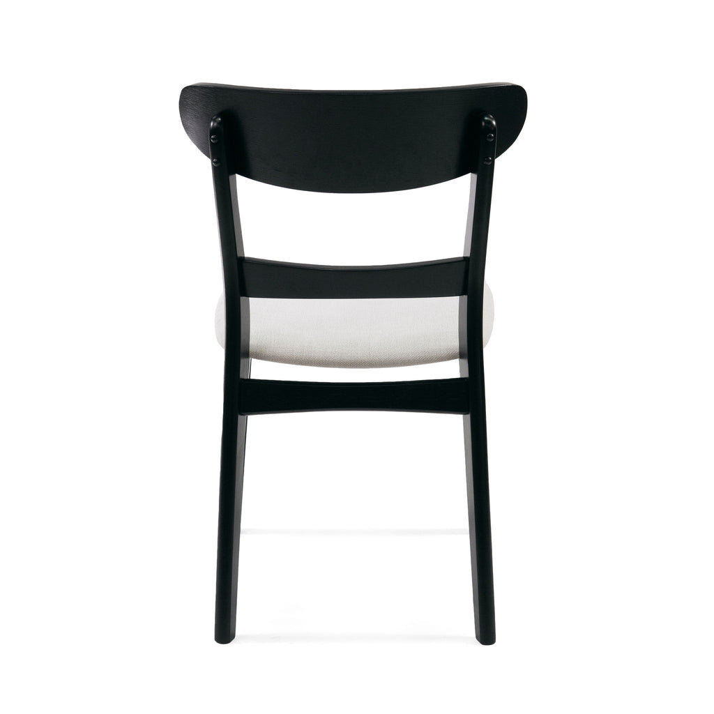 Dining Chairs With Upholstered Seat (Set of 2) - Black / Light Beige