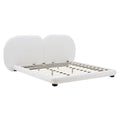 King Size Upholstered Platform Bed With Split Headboard - White