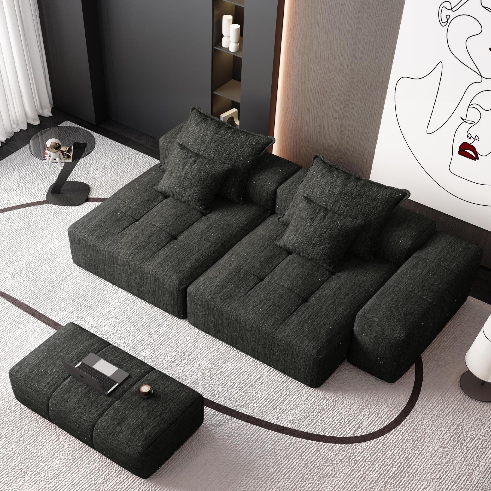 Modern Oversized Diy Combination, Modular Sectional Sofa With Pillows