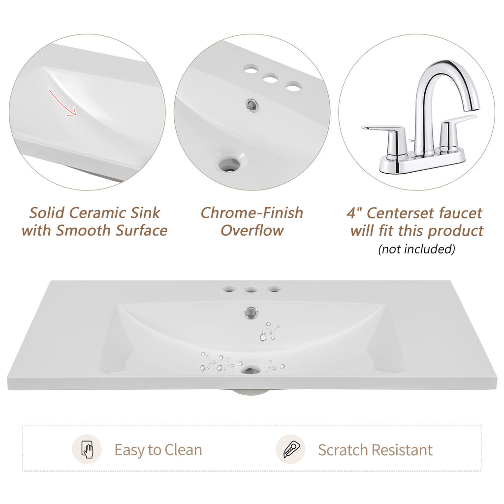 Modern Bathroom Vanity With Sink, 6 Drawers, Adjustable Shelf
