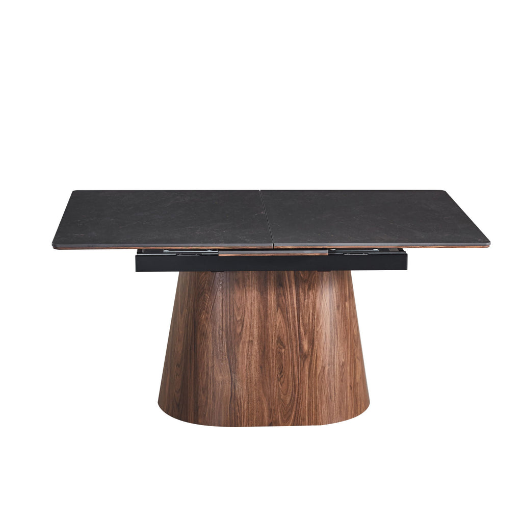 Extendable Dining Table With Cone Base - Brown / Black