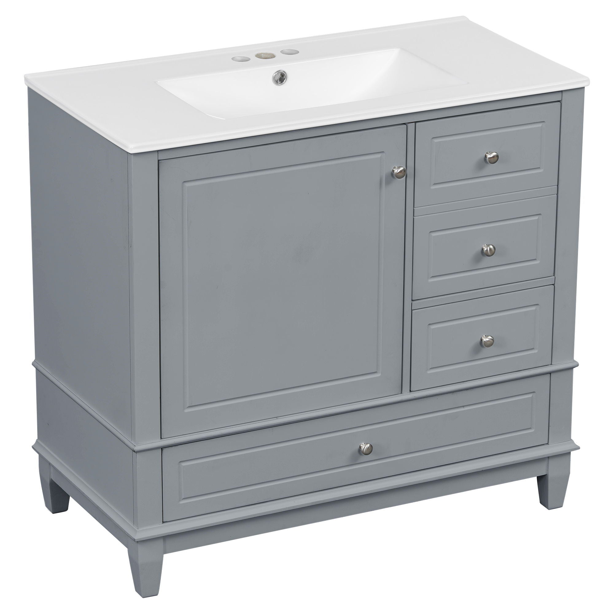 Modern Bathroom Vanity With Sink, 3 Drawers & Cabinet
