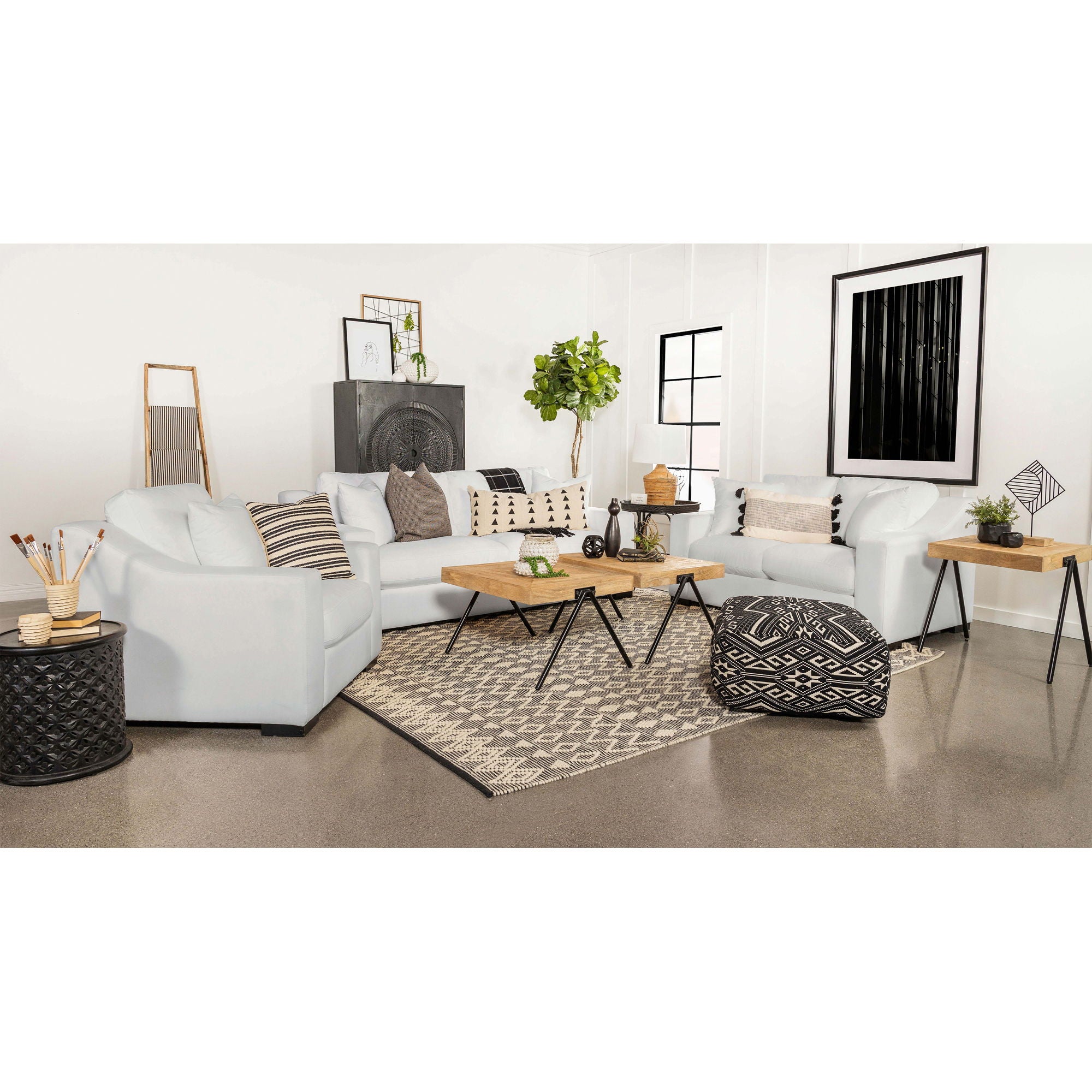 Chelan - Upholstered Sloped Arm Accent Chair - White
