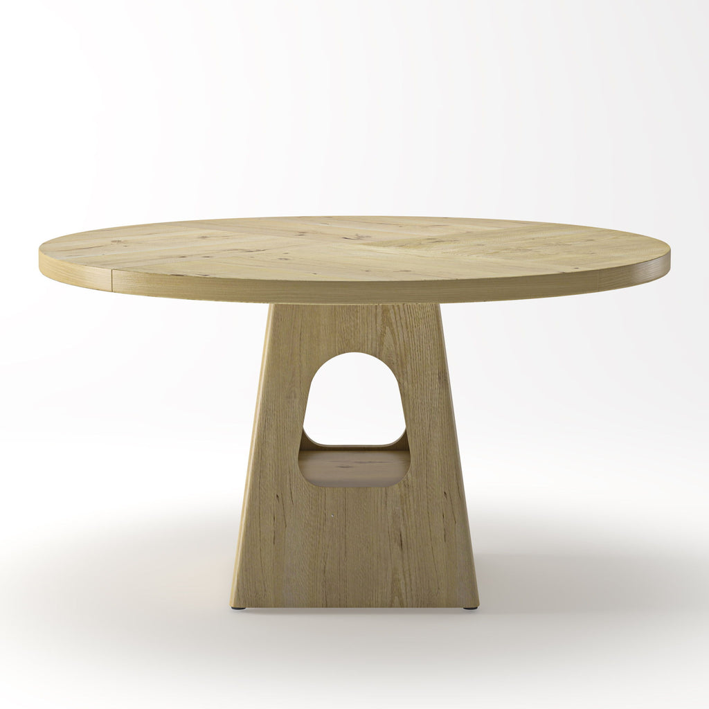 Farmhouse Round Dining Table With Storage Base