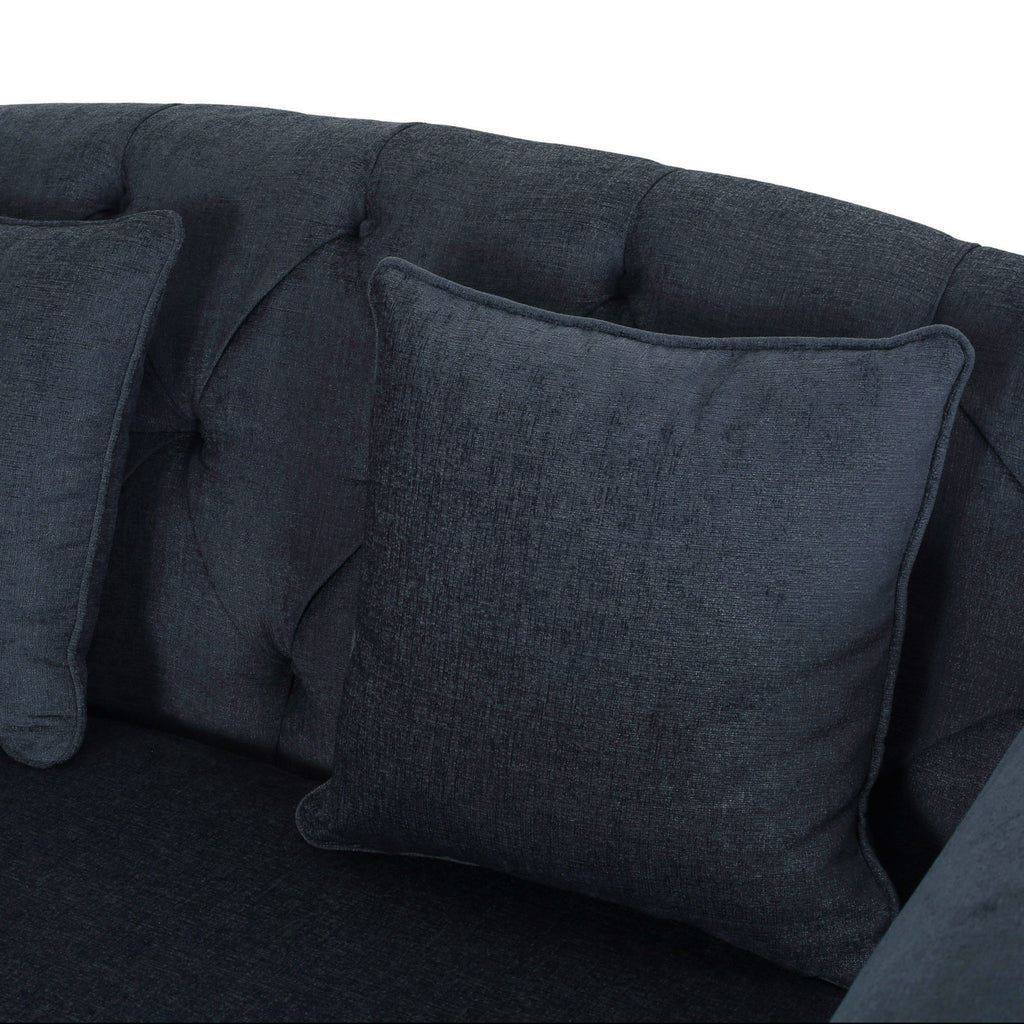 Upholstered Chaise Lounge With Scroll Arms, Turned Legs And 2 Pillows