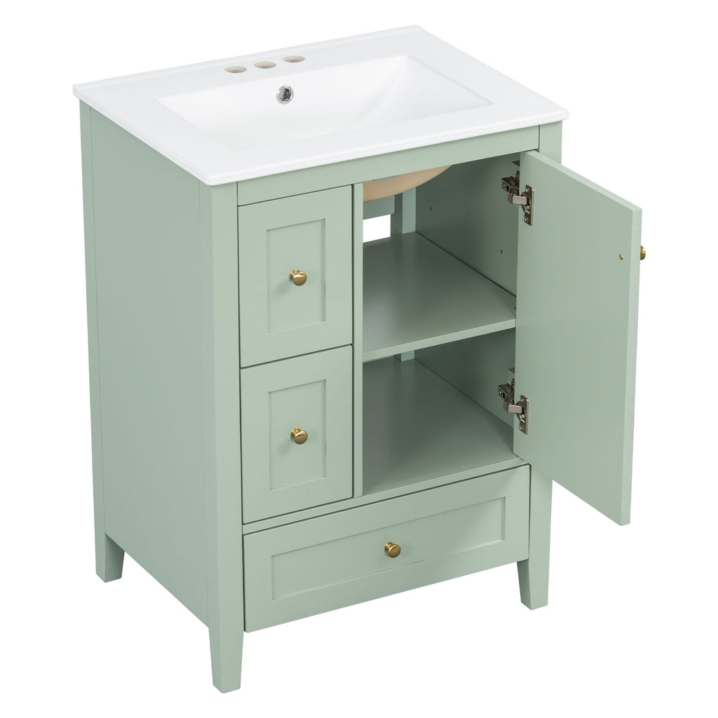 Modern Bathroom Vanity With Storage, Adjustable Shelf