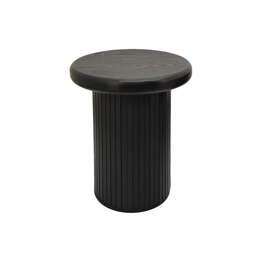 Fluted Cylinder Side Tables, Round End Tables For Living Room (Set of 2) - Black