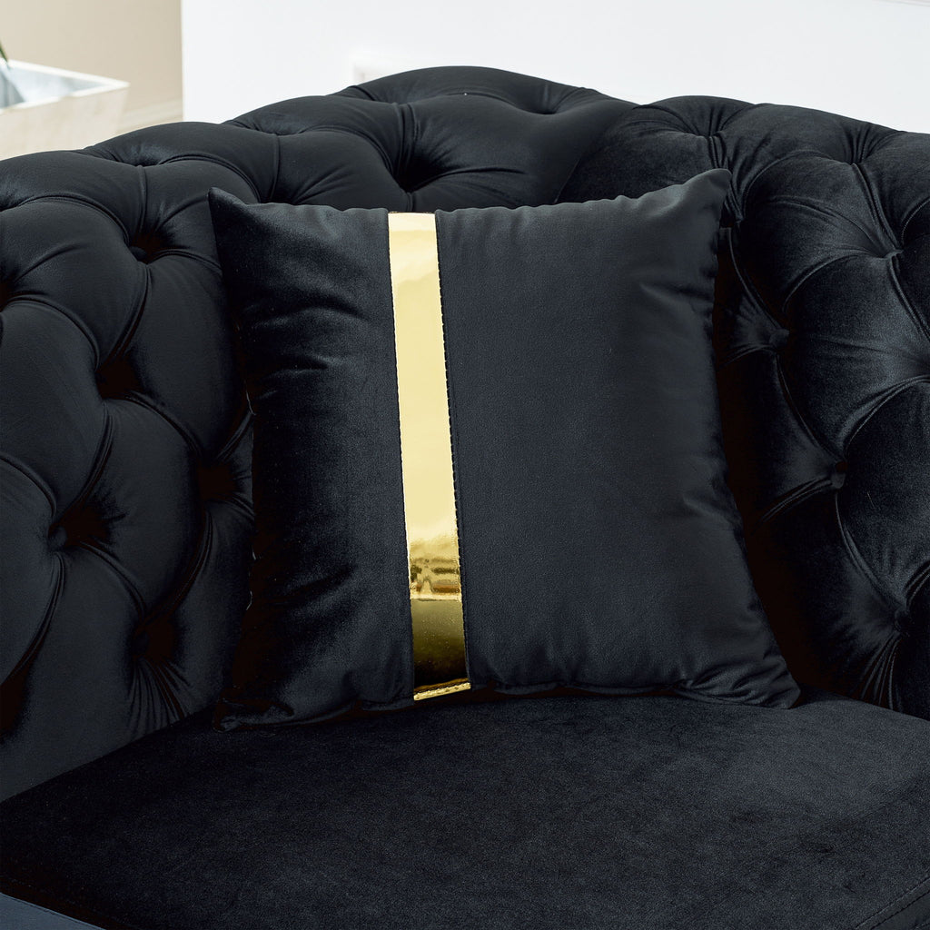 L Shaped Chesterfield Sectional Sofa With Stainless Steel Accents