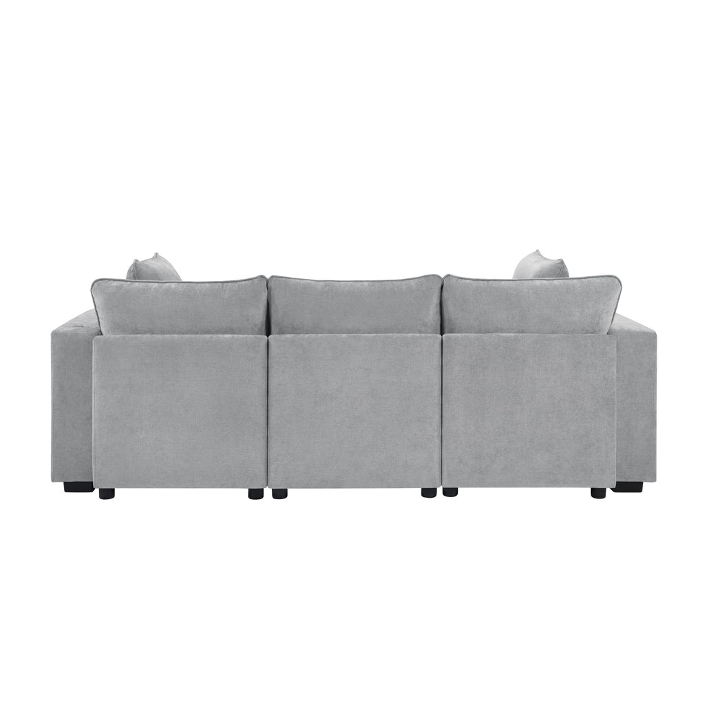 Modern Sectional Sofa U-Shaped With Movable Ottoman Storage Armrests And USB Ports