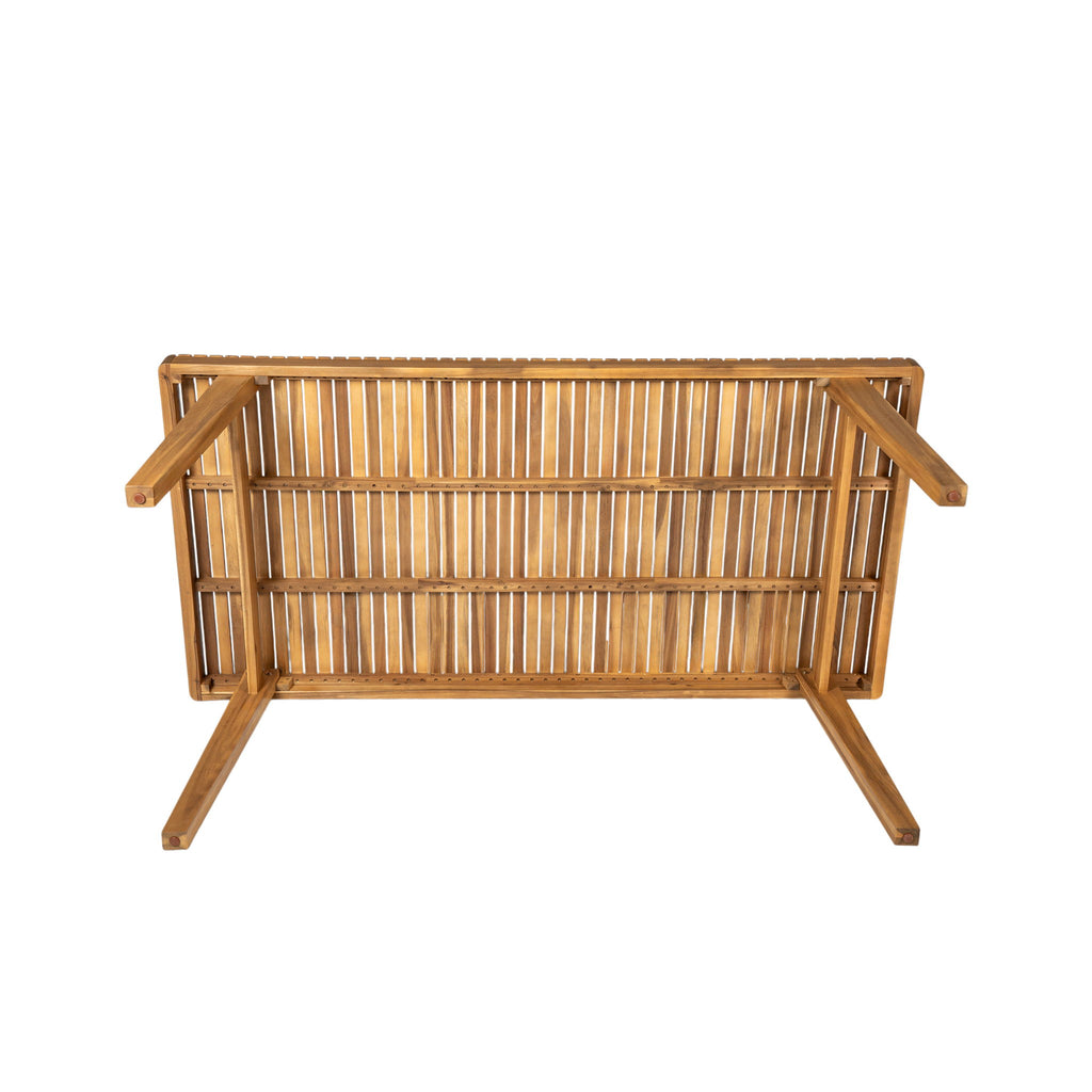 Outdoor Dining Table With Slatted Top, Ideal For Patio