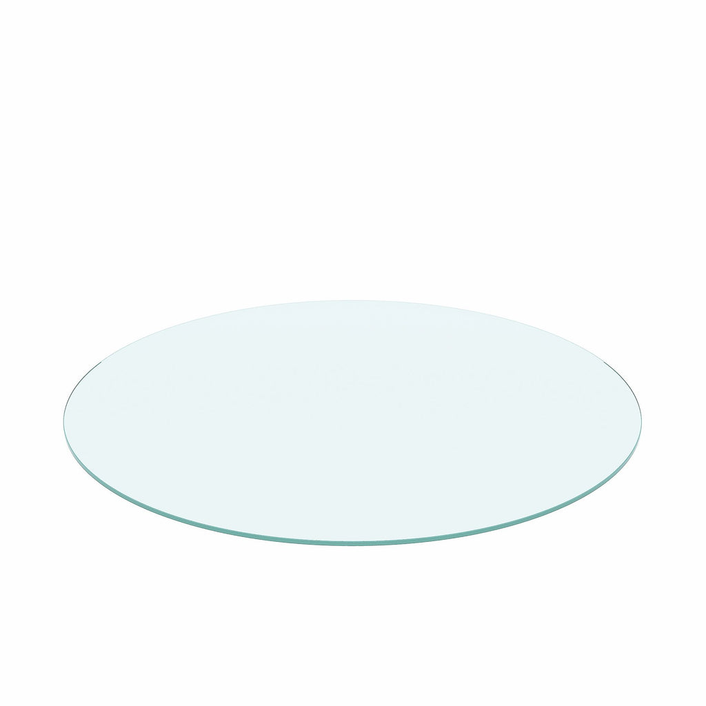 20" Round Tempered Glass Table Top Clear Glass 1 / 4" Thick Flat Polished Edge - Transparent