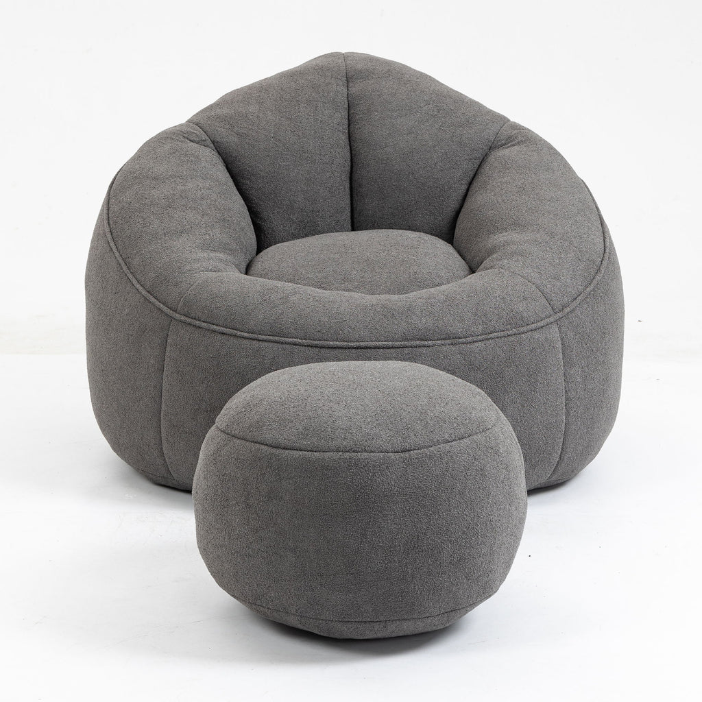 Bedding Bean Bag Sofa Chair High Pressure Foam With Footrest