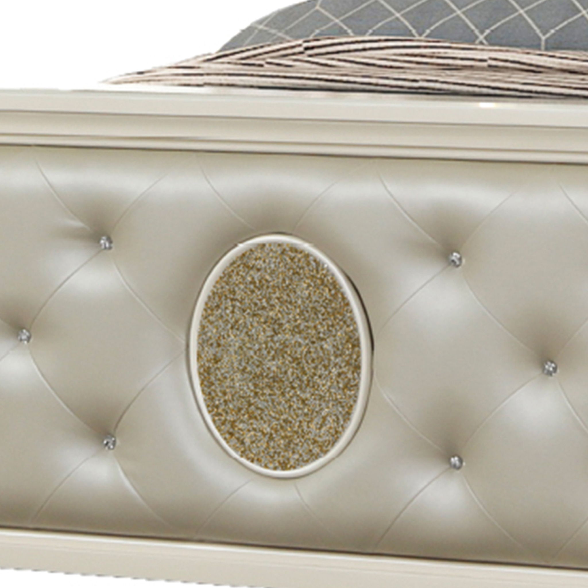 Jasmine - Queen Size Tufted Upholstery & LED Bed - Beige