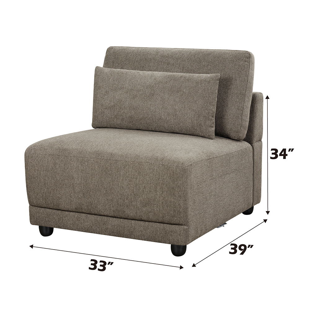 Rylie - Modular Armless Chair With Pillow - Brown Linen