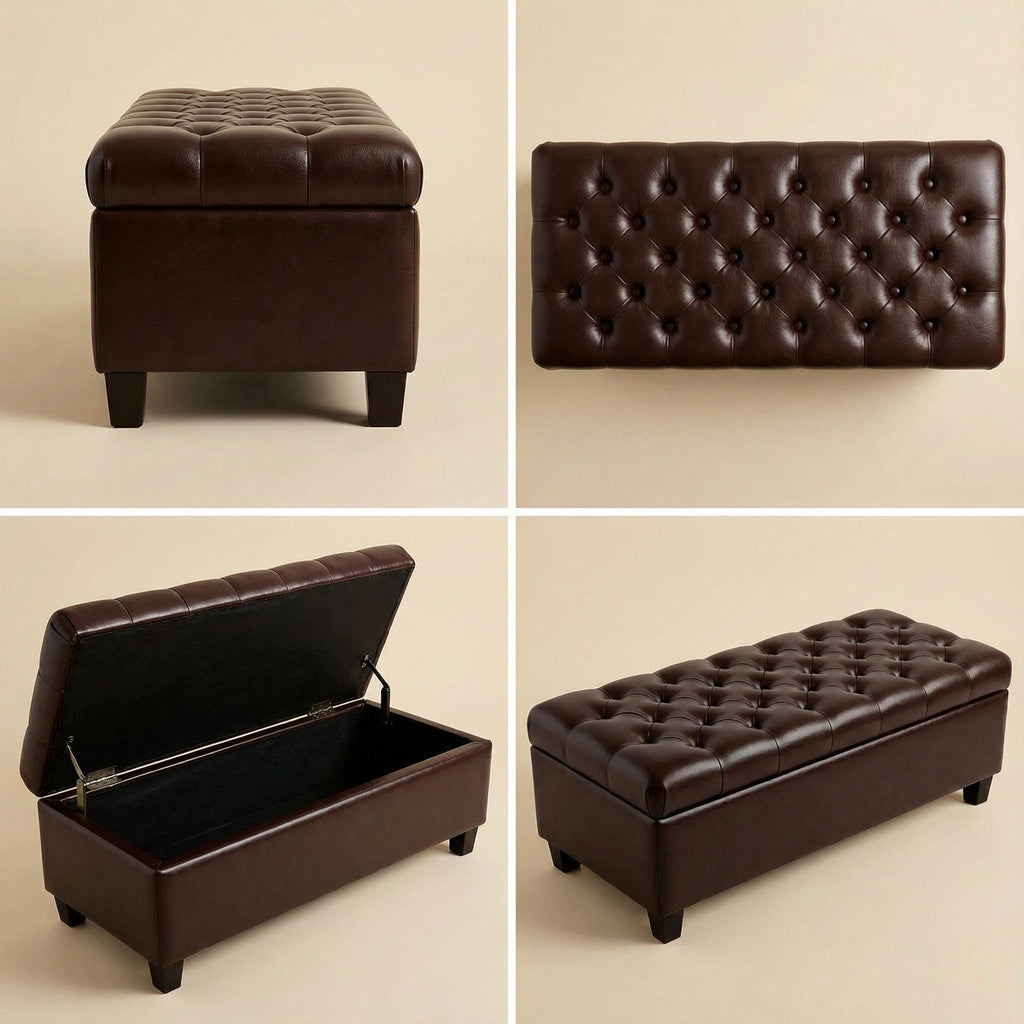 Storage Ottoman Bench With Safety Hinges