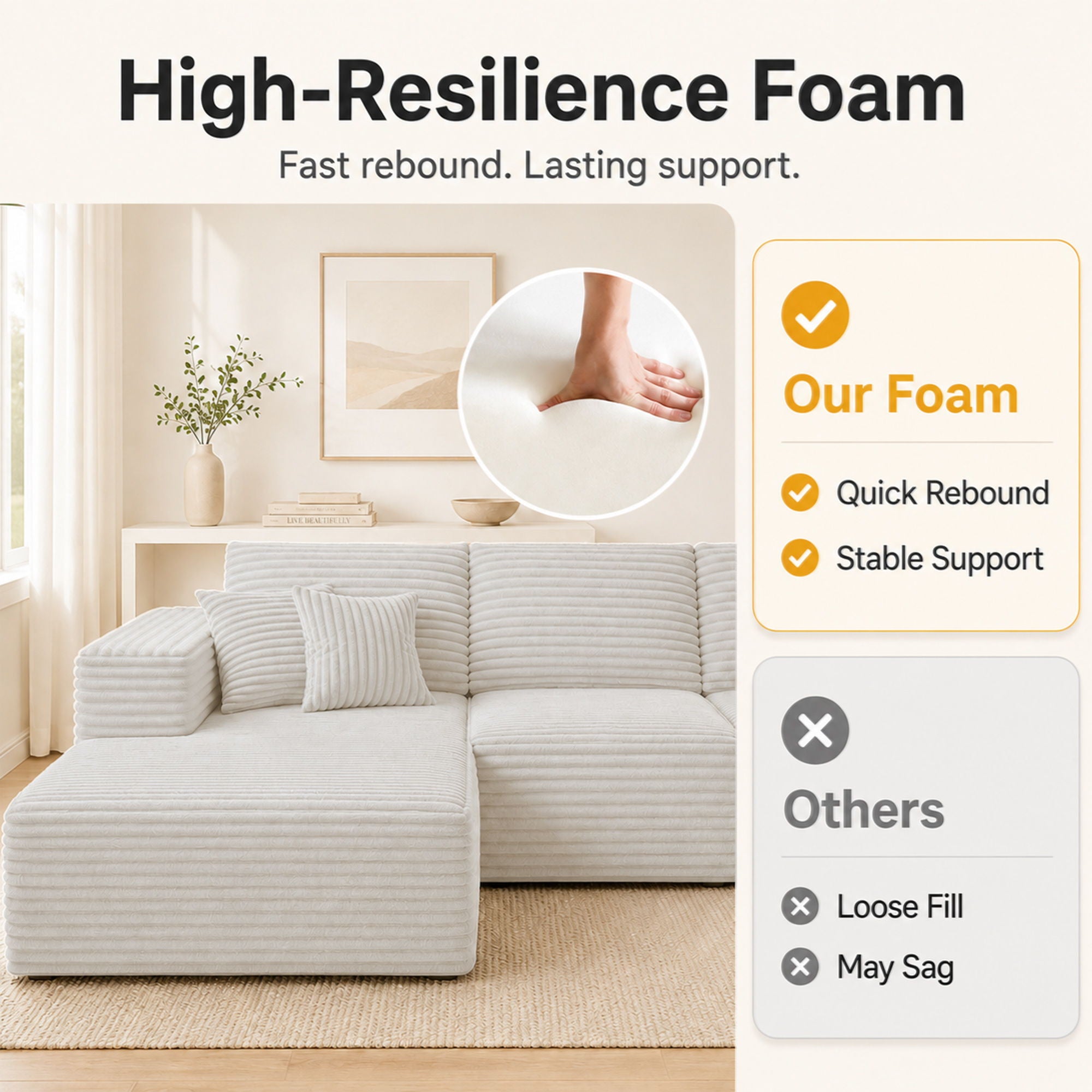 Modern L-Shaped Sectional Sofa With Left Facing Chaise