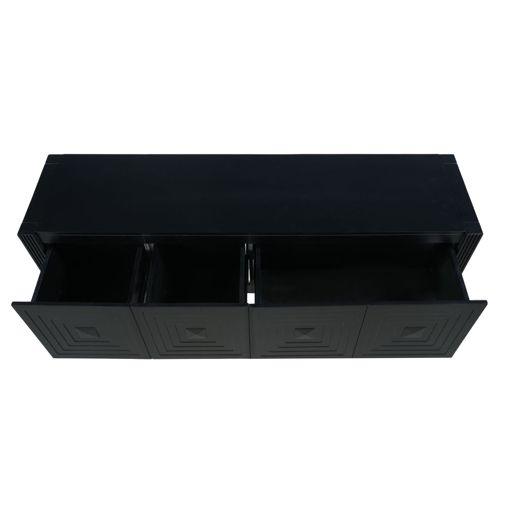 Geometric Carved Console Table With 3 Soft Close Drawers
