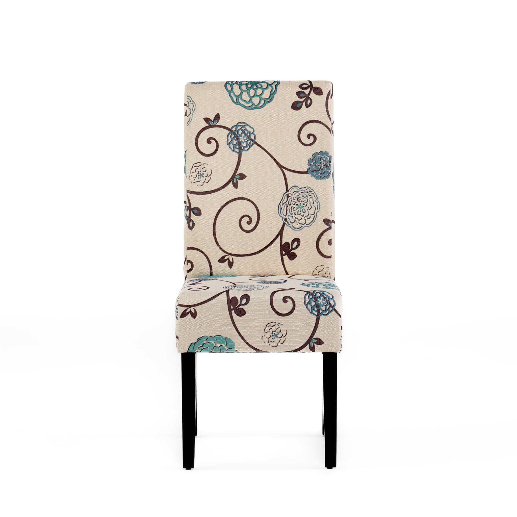 Contemporary Dining Chair Set With Rubberwood Legs - White / Blue