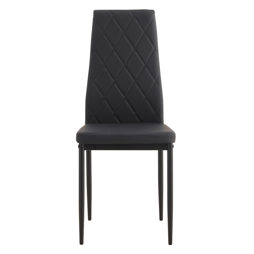Modern 5 Piece Dining Table Set With Glass Top And Chairs - Black