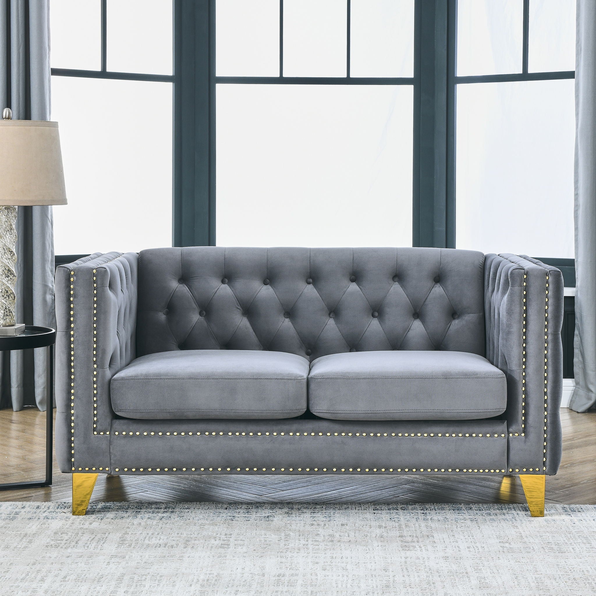Modern Sofa With Button Tufting, Upholstered Couch For Living Room