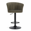 Swivel Bar Stool With Curved Upholstered Backrest And Footrest - Green
