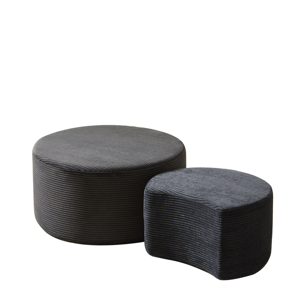 Modern Upholstered Round Coffee Table For Living Room (Set of 2)