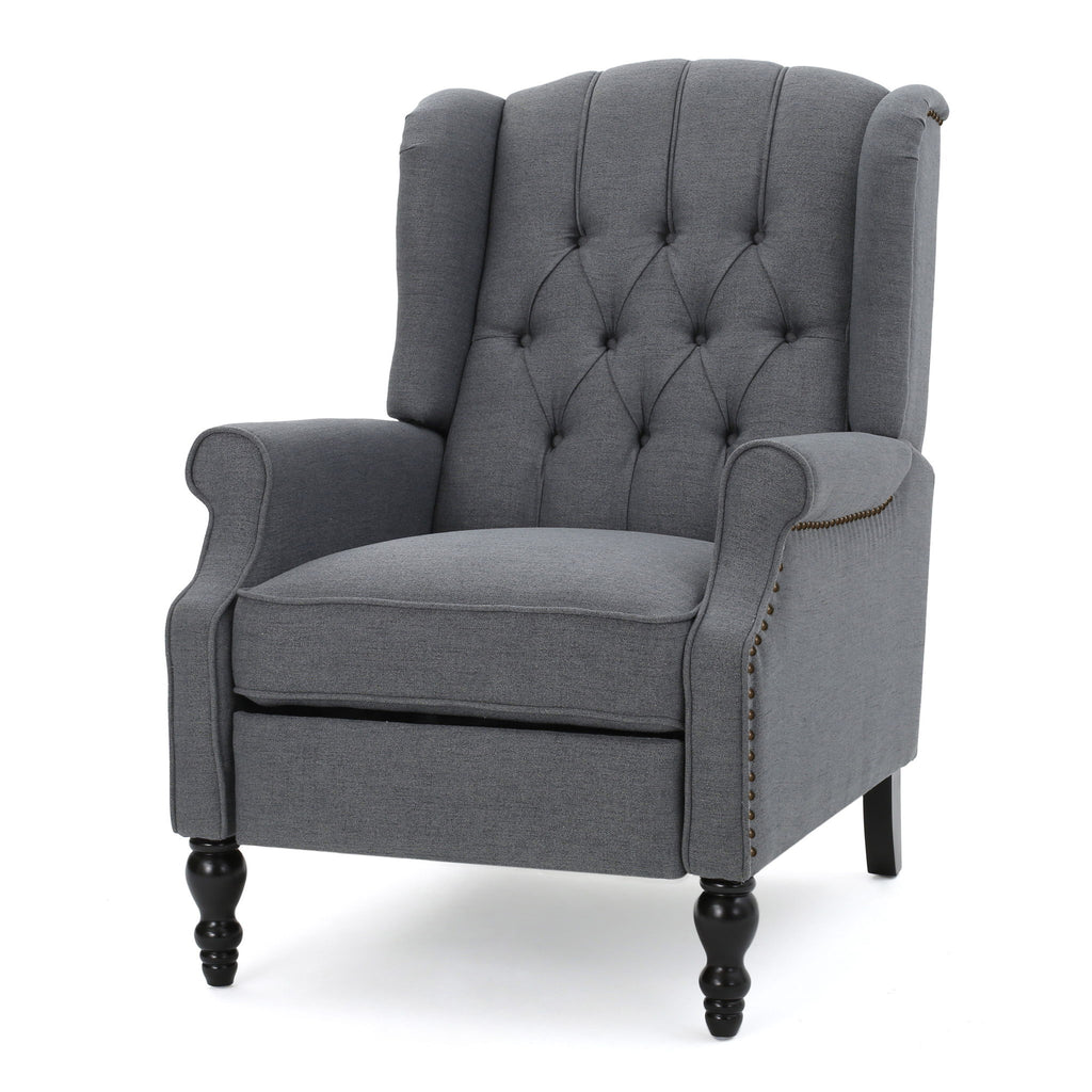 Armchair Recliner With Pushback Mechanism And Wingback Design