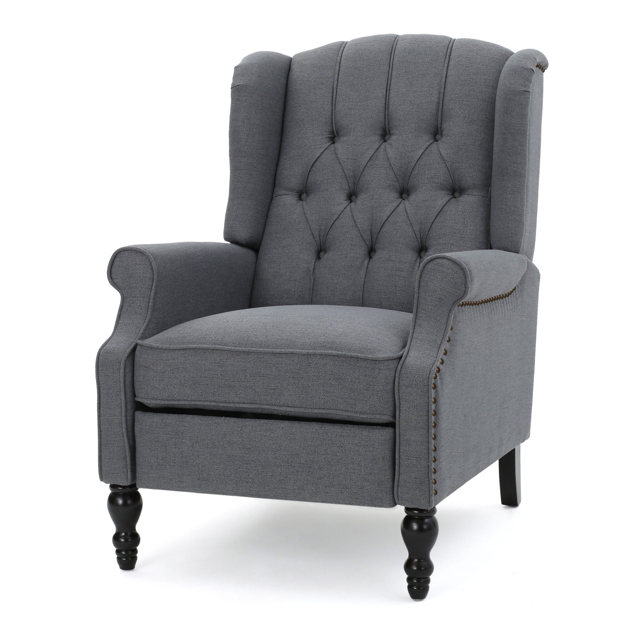Armchair Recliner With Pushback Mechanism And Wingback Design