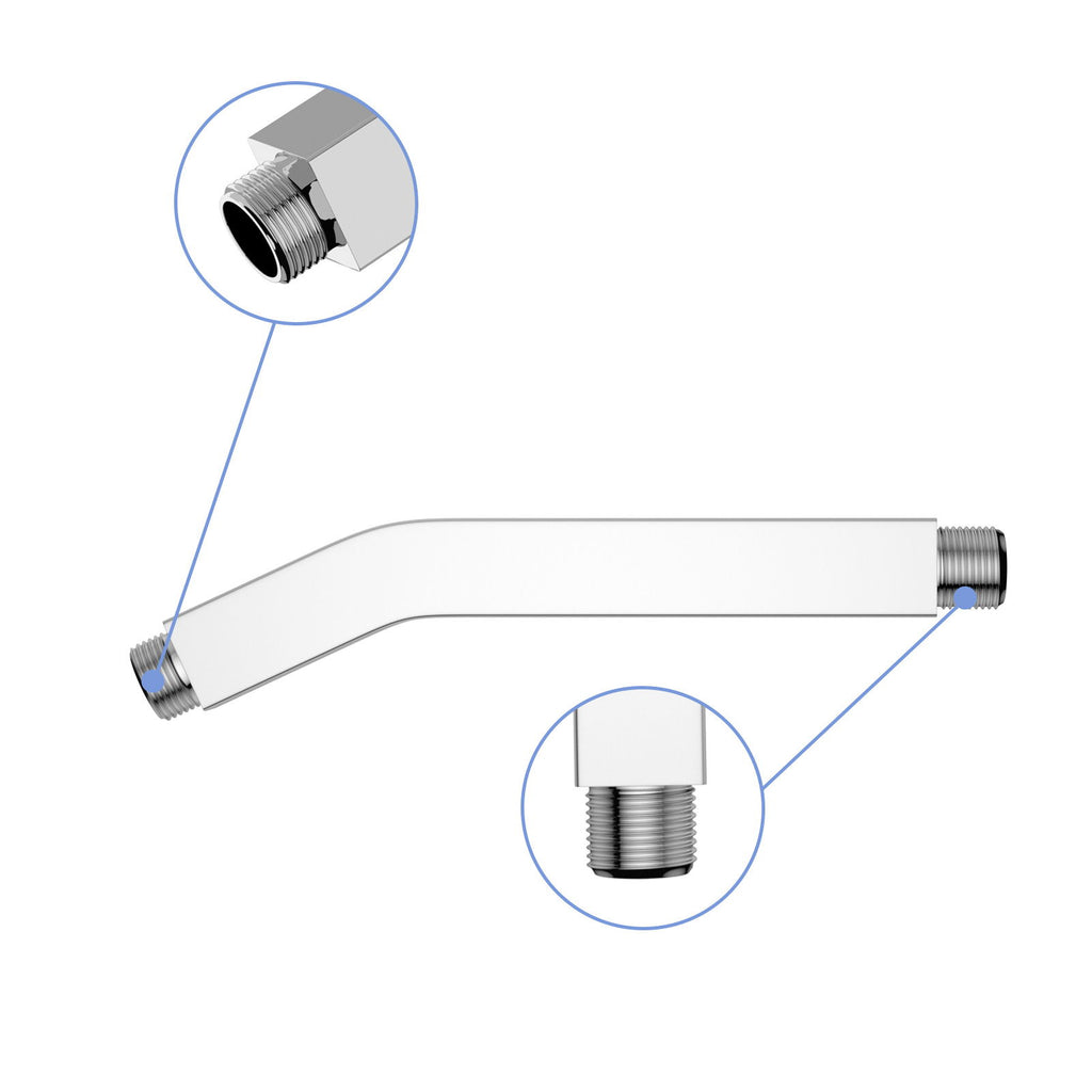 Elegant 6" Shower Arm With Flange, Stainless Steel Construction For Rain Shower Heads