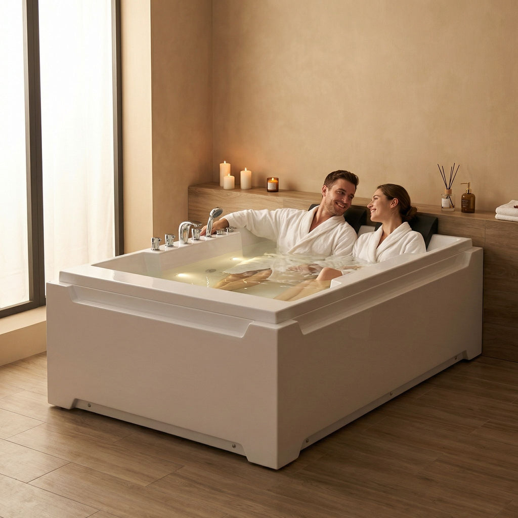 Xavier - Massage Double Bathtub - Milk White