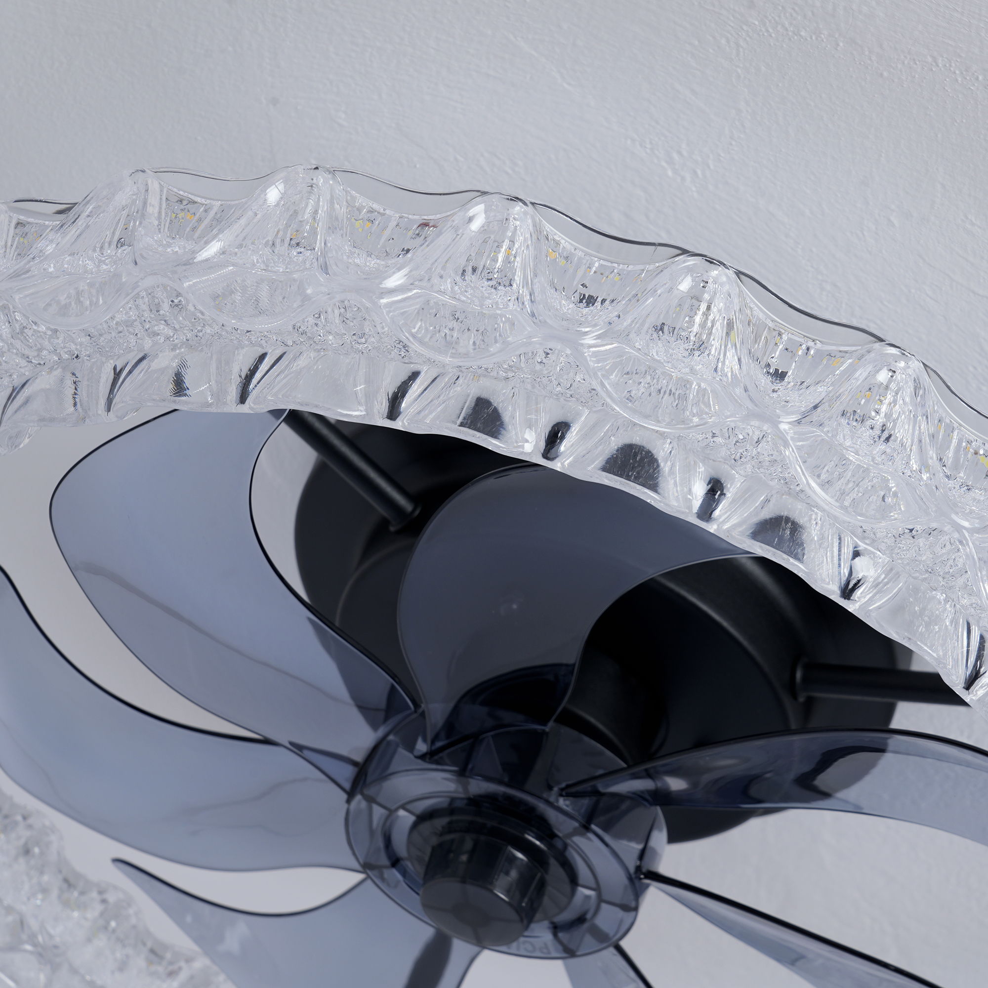 LED Light Source And Remote Control, 3000 - 6500K Dimmable Flush Mount LED Fan Light, 6 Speeds, Quiet DC Motor - Matte Black