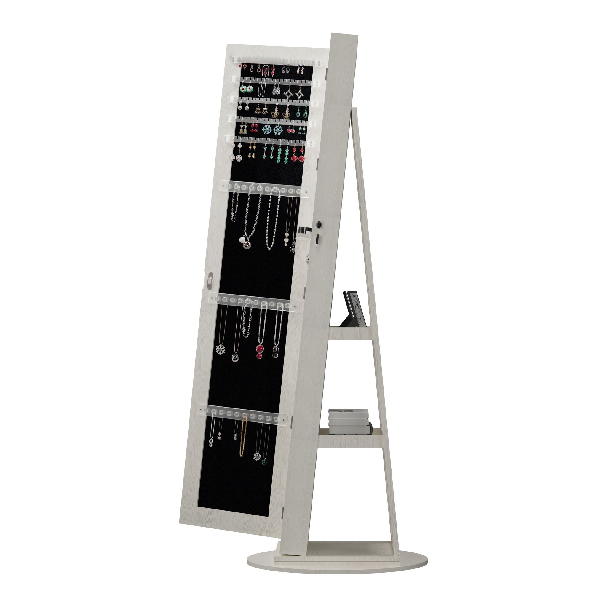 Swivel Jewelry Cabinet With Full Length Mirror