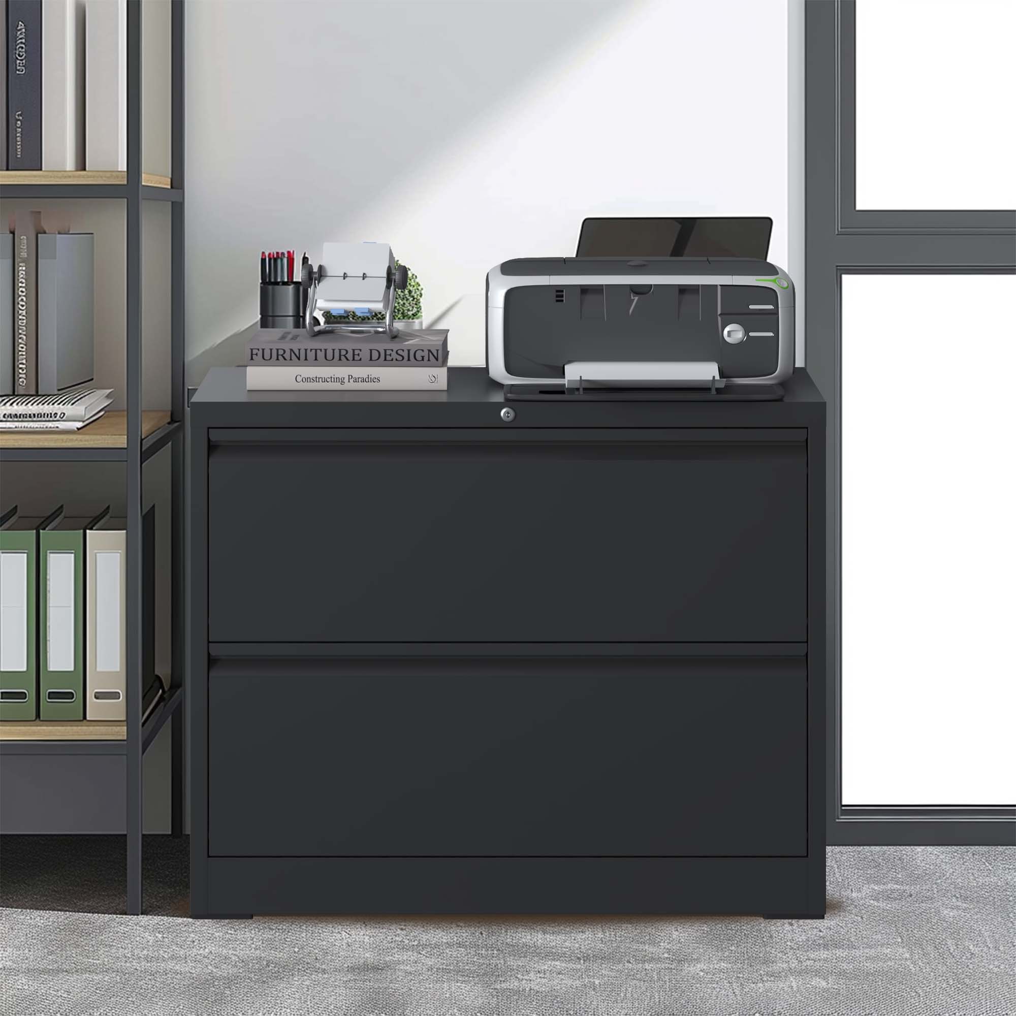 Lateral File Cabinet, Heavy Duty Filing Holds Letter/Legal/A4 Files