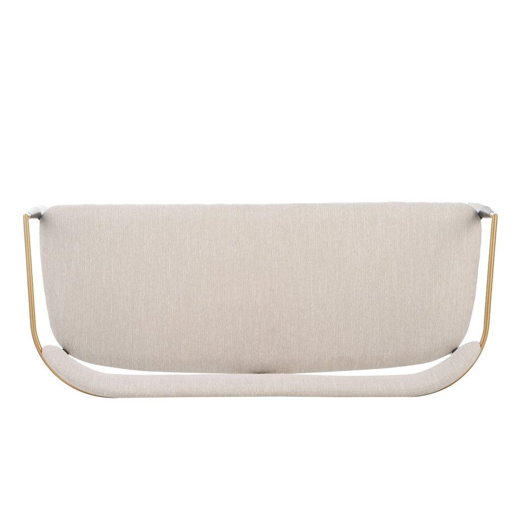 Modern Upholstered Loveseat Settee - Beige / Black / Gold