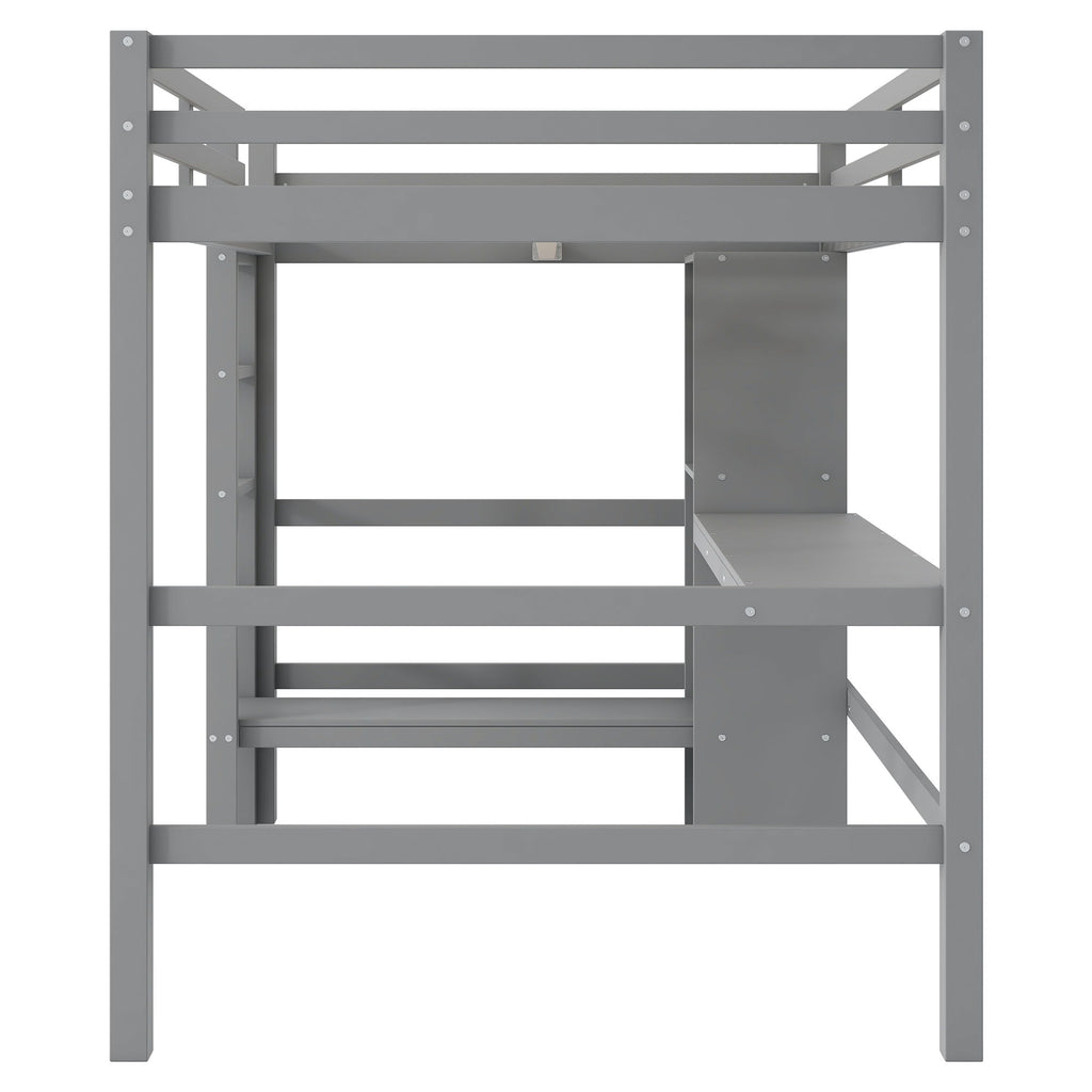 Loft Bed With Built In Desk And Multifunction Shelves