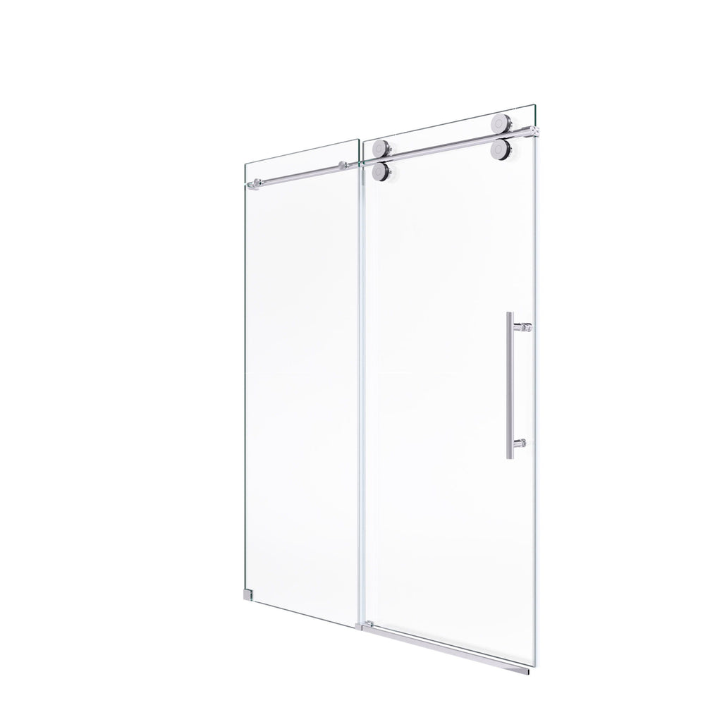 Frameless Single Sliding Shower Door With Clear Tempered Glass