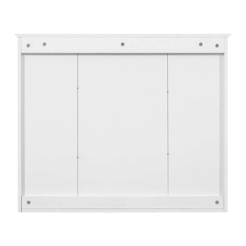 Wall Mounted Mirror Cabinet With 5 Adjustable Shelves, Rectangular Storage For Bathroom - White