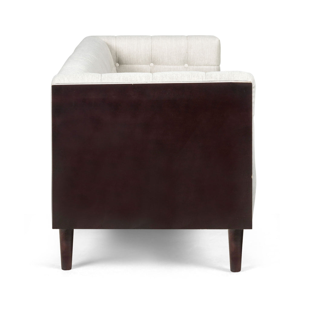 Contemporary Mid-Century Charm 3 Seater Sofa With Button Tufted Waffle Stitching