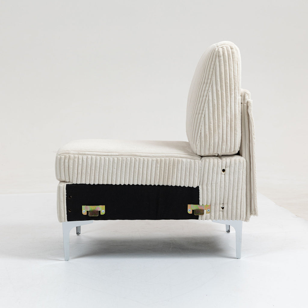Single Couch Modular Armless Accent Chair With Back Cushion