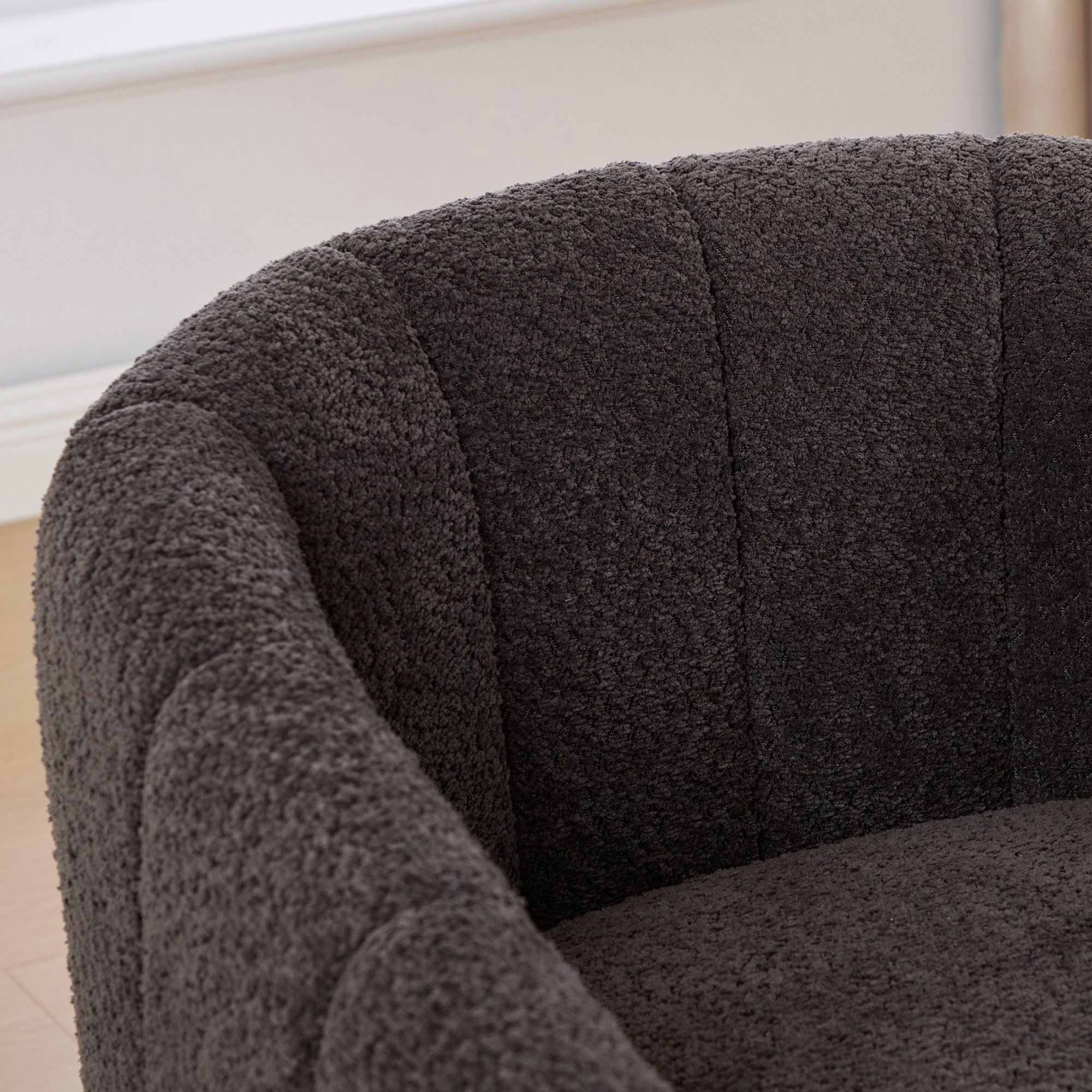 Swivel Upholstered Barrel Chair With Metal Base