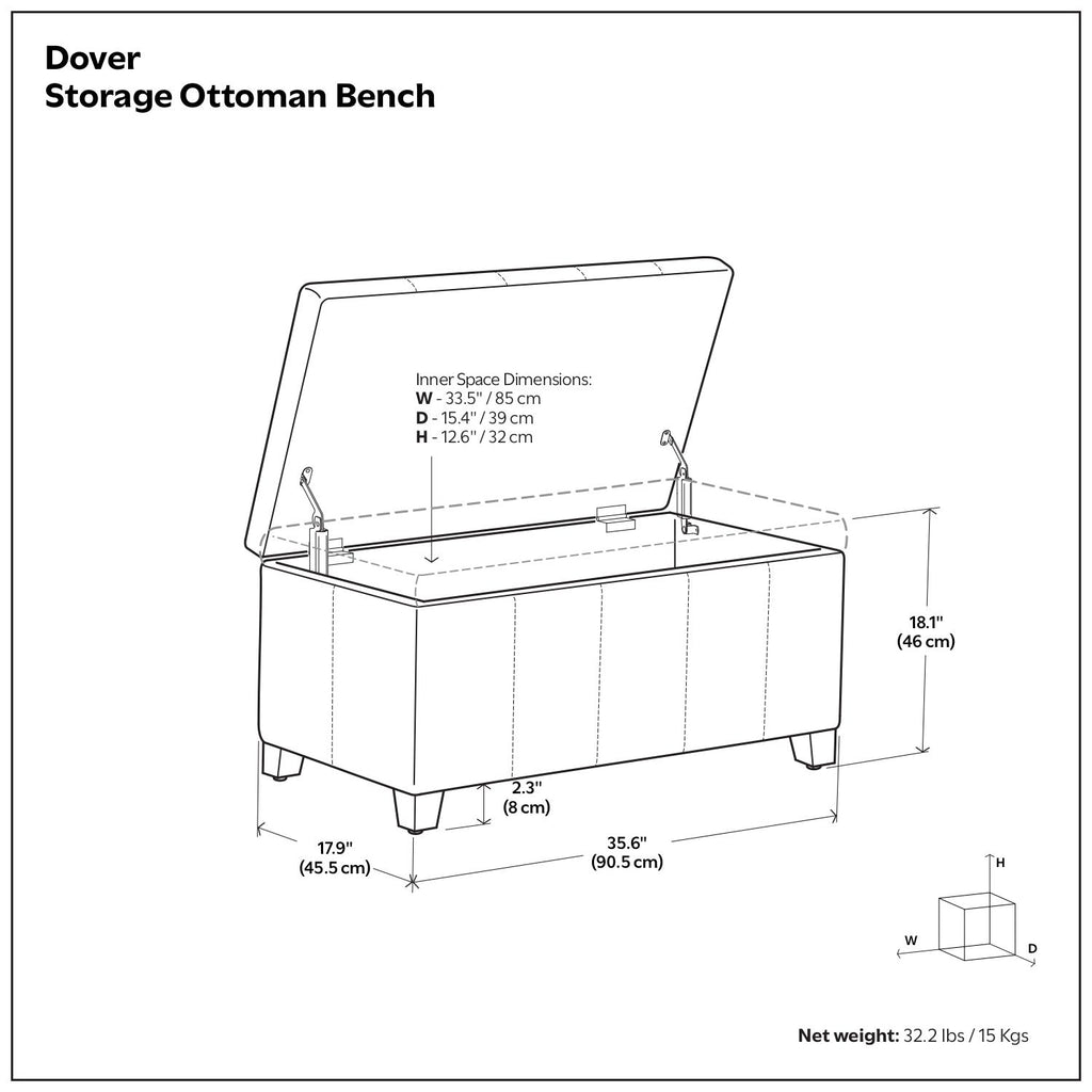 Dover - Storage Ottoman In Smoky Leather With Lift Up Storage - Brown