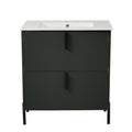 Bathroom Vanity With Ceramic Sink, Fluted Design