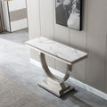 Modern Rectangular Marble Printing Console Table, U Shape Stainless Steel Base With Mirrored Finish